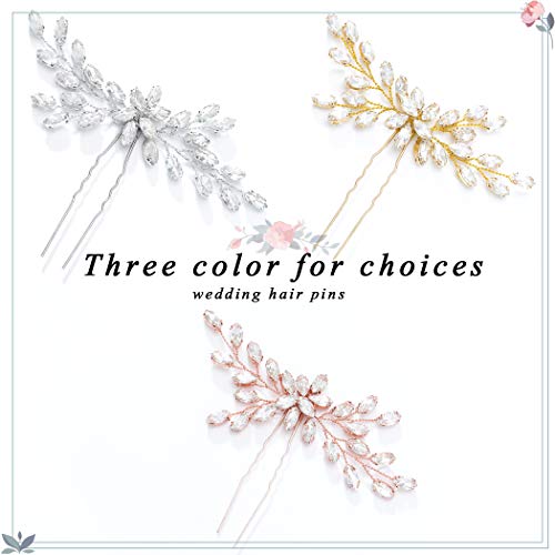 Unicra Bride Wedding Crystal Hair Pins Bridal Hair Pieces Wedding Hair Accessories For Women And Girls (Rose Gold) #TOP1