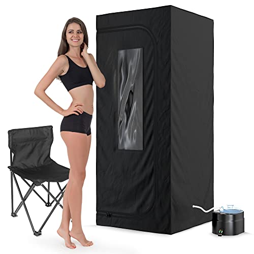 Nordic Ways Premium Portable Steam Spa Sauna Package, Full Slim European Design, Foldable Personal Sauna Tent for Home Weight Loss, Detox, with 16-Levels of Power Settings & Timer, 4L & 1500W Steamer