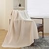 CAI TENG Fleece Throw Blankets Lightweight Warm Soft Cozy Kids Blanket Pet-Friendly Bulk Fleece Blanket Solid for Home, Bed, Sofa, Dorm, Office, Gifts, Outdoor Off-White 6 Pack 50 x 60 inch #1