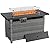 Fire Pit Table with Wind Guard for Outdoor, Auto-Ignition Propane Gas Firepits Rattan Rectangular Table for Outside Patio 60,000 BTU, Gray
