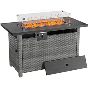 44″ Fire Pit Table with Wind ...