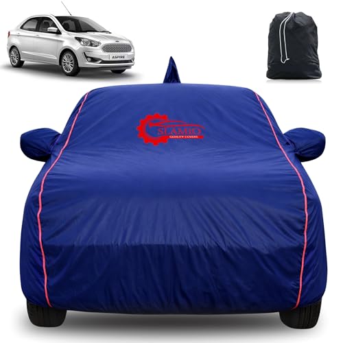 Image of 100% Waterproof Car Cover for Ford Aspire | All-Weather, Dustproof & UV Protection | Heavy-Duty 3-Layer Fabric | Custom Fit with Mirror & Antenna Pocket | Navy Blue
