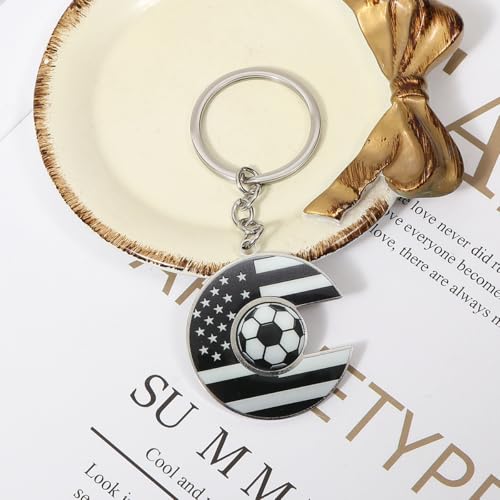 Bag Charms Initial A-Z Letter Keychain Bag Charm Soccer Keychain for Handbags Sports Bag