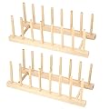 HAOCHEN 2 PCS Scolapiatti da Appoggio, Porta Bottiglie Acqua, Portapiatti, Scola Piatti, Cestello Portabottiglie, Scolapiatti Legno per Libro, Piatti, Tazze, Cd, Bicchiere per Vino
