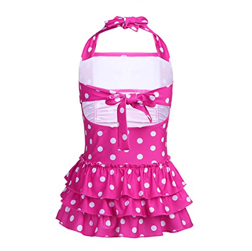 TTAO Kids Girls Swim Dress One Piece Swimsuits Adjustable Halter Polka Dots Bathing Suit Retro Ruffle Beachwear2