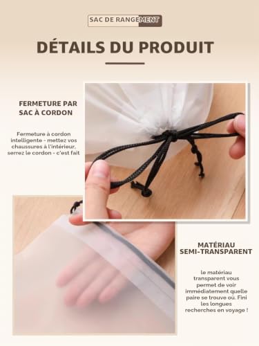 Sac à Chaussures Imperméable, Sachets de Stockage (5, Black, L) – Image 6