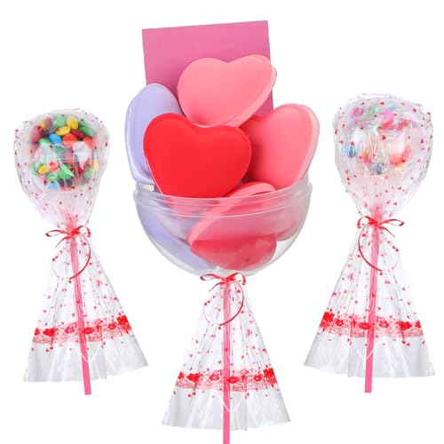 Sacs cadeaux cœur Saint-Valentin et pailles pour fêtes d'école
