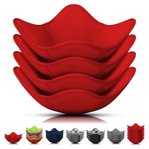 4 Pcs Microwave Bowl Holders for Hot Food – Microfiber Fabric Heat-Resistant Hot Bowl Cozy Holder, Fits Bowls Up to 6.5" & Plates 7.1" – Washable & Reusable for Safe Handling & Trivet Use for Kitchen