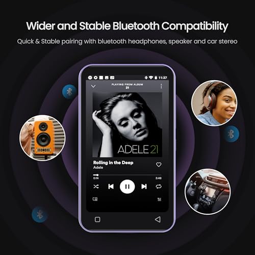 Image of TIMMKOO 80GB Kids MP3 Player with Bluetooth and WiFi, Parental Controls, 4 inch Music Player with Spotify, Audible Up to 1TB (Purple)