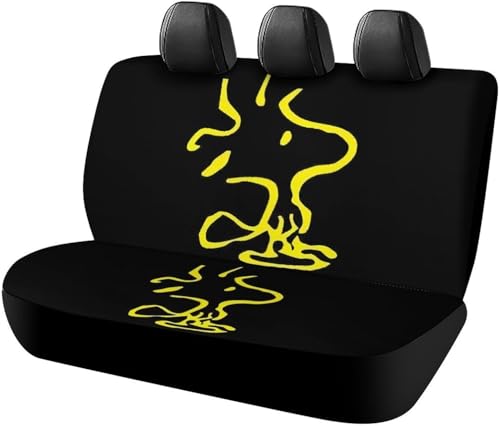 スヌーピー (11) アニメ カーシートカバー 車シートカバー 後部座席用 シート保護 おしゃれ カー用品 軽/普通車 汎用 後席クッションカバー 人気 四季通用 プレゼント