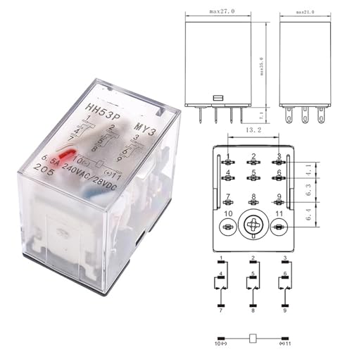 Relé electromagnético HH53P de 11 pines para solucionar fallos de espacio DC5V 3