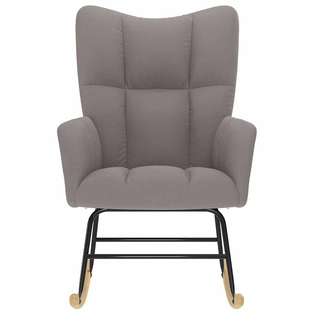 Mecedora de Tela Gris Taupe con Estructura de Madera y Metal