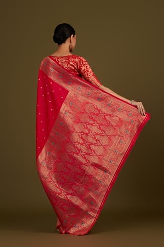 Image of Monjolika Fashion Women's Pure Kanjivaram Style Banarasi Soft Silk Saree With Blouse For Wedding