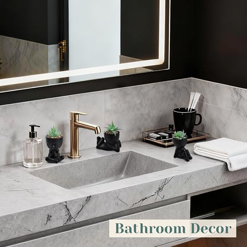 Der Rose 3pcs Fake Succulents Plants Artificial for Black Bathroom Bedroom Home Living Room Halloween Decor Aesthetic Indoor - Image 3