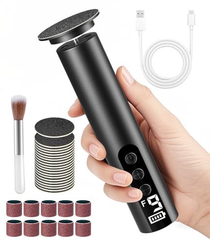 POFIBO Lima Electrica Pies Durezas - Pedicura Profesional Para Pies 2 EN 1 para Pies con Pantalla LCD y 9 Niveles, Set de Pedicura Removedor de Callos para Pieles Muertas, Duras y Agrietadas