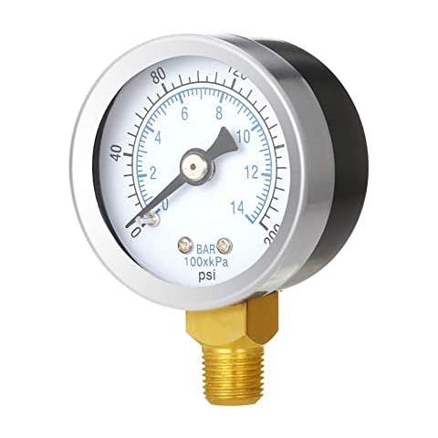 Joywayus Pressure Gauge 2"Dial Size Stainless Steel Case 0-200PSI/kPa 3/4"Female Brass Thread Lower Mount Multiple Function Cover