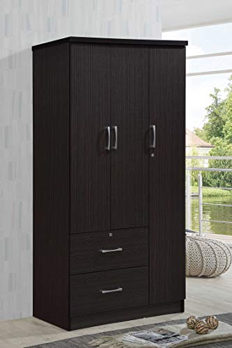 image for Hodedah 3-Door 2-Drawers, 3-Shelves in Chocolate Bedroom Armoires, 21