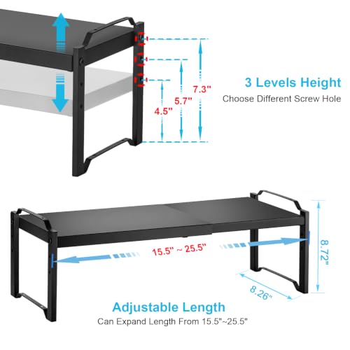 Image of 1 Pack Expandable Cabinet Countertop Shelves, Stackable Shelves Organizers For Kitchen Cabinet Countertop Storage, Adjustable Counter Cupboard Pantry Organizer Shelf Rack Stand, Length:25.5 inch