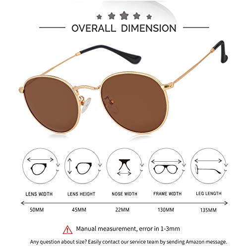 Image of Kursan Small Round Metal Polarized Sunglasses for Men Women Mirrored Lens Classic Circle Sun Glasses