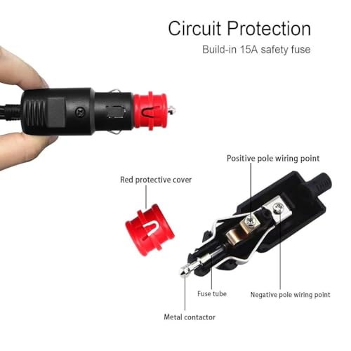 Image of Efillooc 12V-24V DC Power Cord Compatible with Compatible with Alpicool, Bodega, Euhomy, BougeRV, ARB, Dometic, ICECO, Setpower, JoyTutus Portable Car Fridge Cooler Refrigerator (Fridge Cable RED)