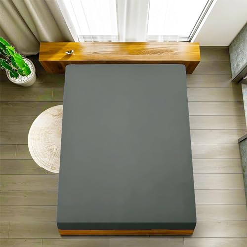 Ev Dekor Fitted Sheet Double, Charcoal, Deep Pocket Bedsheet 10inch (25 cm), Soft Brushed Microfiber Fabric - Image 3