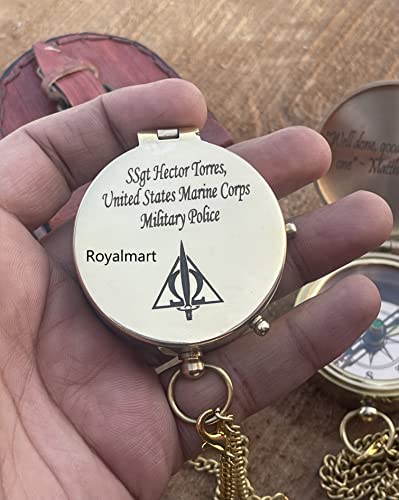 Brújula personalizada grabada de latón estilo antiguo para regalo de graduación, aniversario, bautizo, retiro y Navidad - Brújula funcional miniatura 3