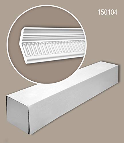 Corniches de prestige Profhome 150104 en polyuréthane aspect stuc traditionnel blanc