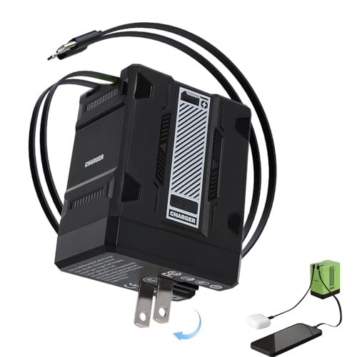 2 in 1 GaN Charger 120w New Scalable Retractable 120w Fast Charger Module All in 1 Foldable Charging Adapter Wall Plug for Phone Tablet Laptops (Black)