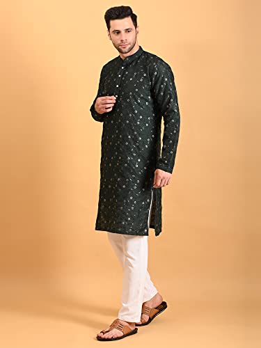 Image of Uri and MacKenzie Embroidery Silk Men's Kurta Pyjama Set