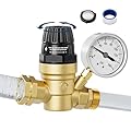 SPECILITE Handle Adjustable RV Water Pressure Regulator Valve, Brass Lead-Free Reducer with Gauge for Camper Travel Trailer