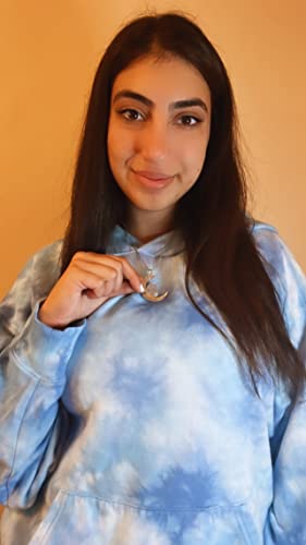 MJartoria Best Friend Moon Cyrstal Pendant Necklaces, Love Across Light Years Filigree Crescent Moon Nebulae Cabochon Amethyst Friendship Necklace (Purple)4