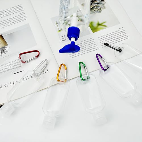 6 Pack Refillable Travel Plastic Bottles Containers, Hand Sanitizer Travel Size Holder with Empty Bottles Case Keychain Carrier, Leak Proof Portable Bottle for Kids & Adult (50ml/1.7oz)4