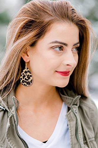 ZOLEAROPY Statement Leopard Jewelry Set For Women Multi Leopard Leather Wrap Bracelet Teardrop Leather Earrings Long Tassel Round Pendant Necklace Set2