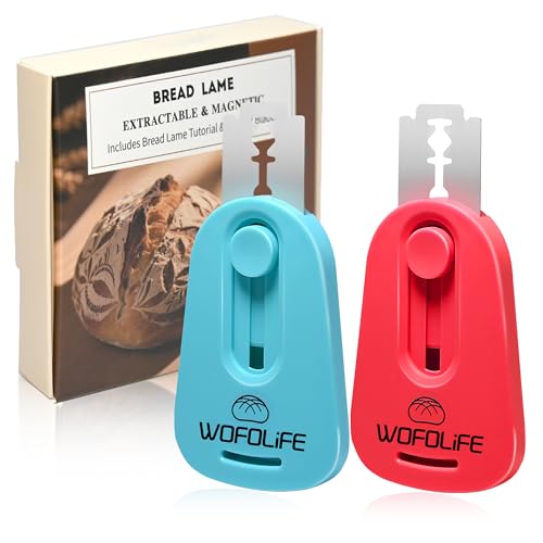 WOFOLiFE Bäckermesser 2er Set, Teigmesser Brot Backen Zubehör, Magnetisches Teigschneider Brotmesser Klein Brotklinge Langlebig und Leicht zu...