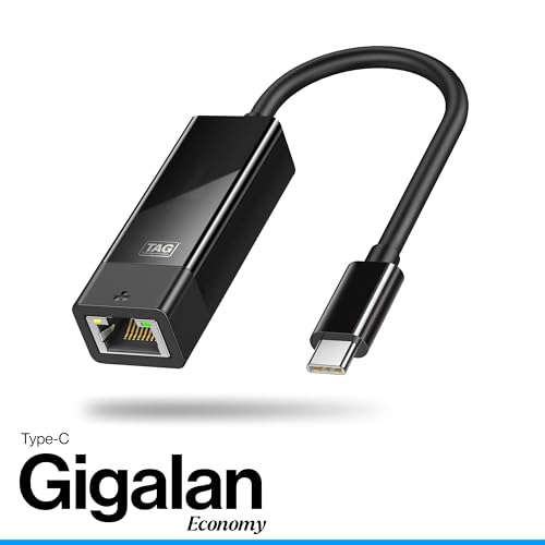 Image of TAG USB Type C to Giga LAN Economy | RJ45 Gigabit Ethernet Wired Network Adapter | 1000 Mbps | Compact and Lightweight | Plug and Play | ABS Plastic | Supports PC, MacBook Pro Air, Laptops, Tablets