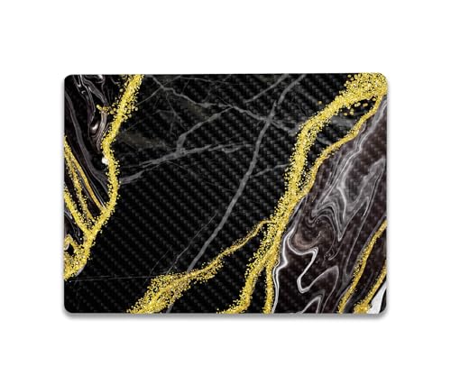 Image of MightySkins Carbon Fiber Skin Compatible with Microsoft Surface Laptop Go 3 (2023) Full Wrap Kit - Black Marble Glitter | Protective, Durable Textured Carbon Fiber Finish | Made in The USA