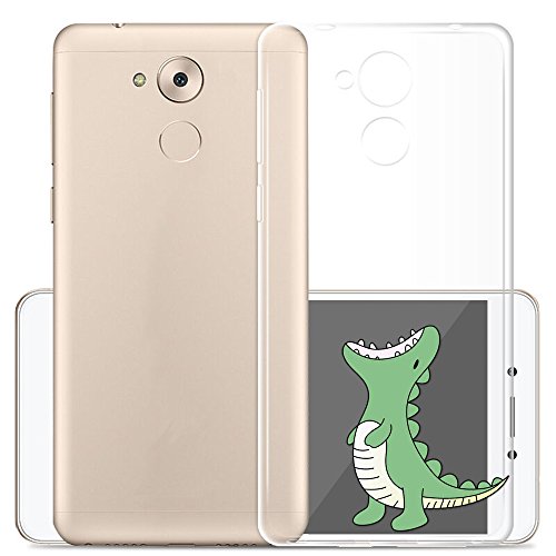 Sunrive Funda para Huawei Honor 6C / Nova Smart, TPU Slim Fit Funda Gel Transparente Carcasa Case Bumper de Impactos y Anti-Arañazos Espalda Cover(TPU Dinosaurio) + 1 x Lápiz óptico