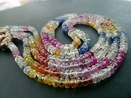 Saphir multicolore naturel haut de gamme en perles rondelles facettées transparentes