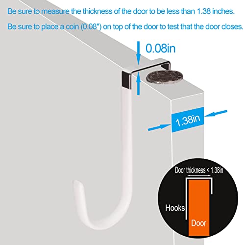 Peasulin 6 Pack Over The Door Hooks, Over The Door Hangers Hooks, Soft Rubber Surface Prevents Scratches, White Door Hooks For Bathroom, Living Room, Kitchen Hanging Clothes, Towels, Shoe Bag, Hats #TOP2