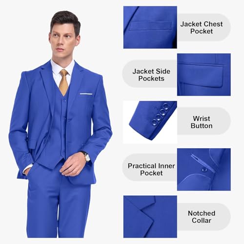 Men's Suit Slim Fit 3 Piece Wedding Dress Tux Suit Set Two Buttons Business Suits Blazer Jacket Vest Pants with Tie4