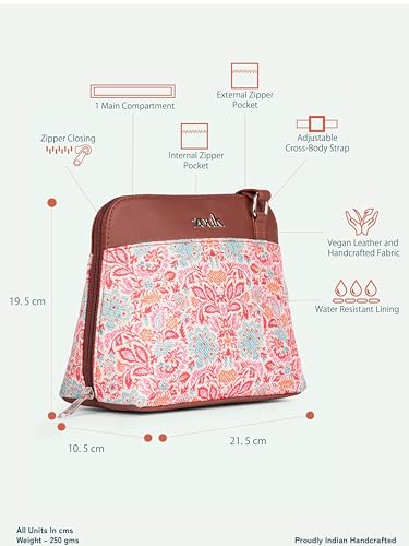 Image of ZOUK Printed Vegan Leather Out Of Office Sling Bag With Adjustable Strap For Women's Girls