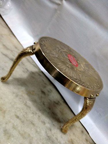 Metal Kumbakonam Traditional Mukali Stool, 3.5Inch, Yellow, Gold