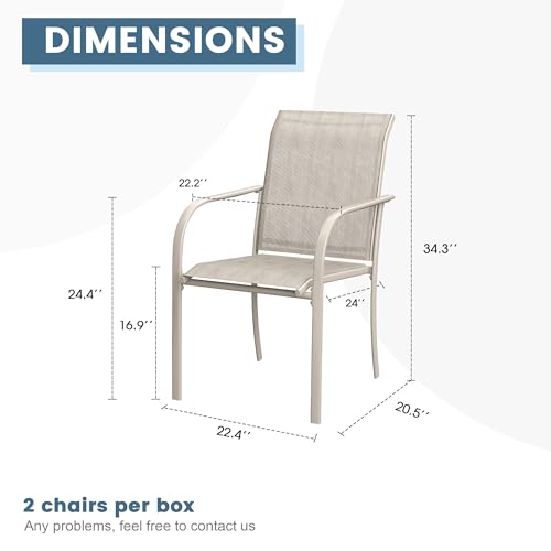 Image of DIFY Patio Dining Chairs Set of 6, Stackable Outdoor Metal Chairs for Garden, Porch and Lawn, Sandshell