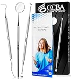 3Pcs Dental Kit Edelstahl Zähne Kit Professionelle Zahnhygiene Tools Mundspiegel, Zahnstein Schaber und Double Pointed Meißel