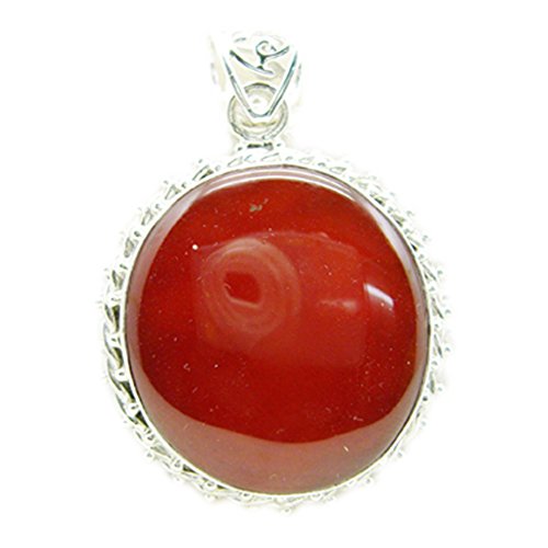 Pendentif onyx rouge astres argent sterling cabochon rond