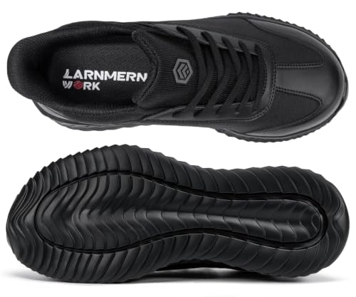 Image of LARNMERN Slip on Steel Toe Shoes for Men Women Composite Toe Shoes Slip on Sneakers Work Safety Shoes Comfortable Lightweight Construction Running Walking Tennis Shoes
