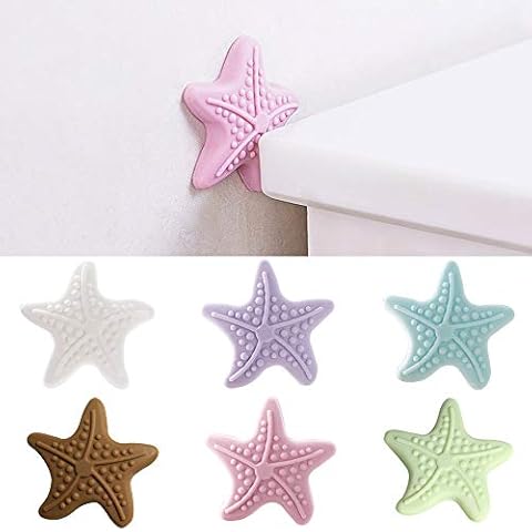 6 Pcs Door Stopper Wall Protector, Silicone Door Handle Anti Collision Crash Pad, Starfish Shaped Self Adhesive Door Knob Wall Bumper for Bedroom Kitchen Cabinets Cover