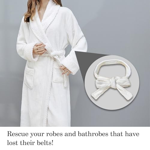 Incauca White Robe Belt Replacement, Thick Flannel Robe Tie, 66.9 Inch Long Bathrobe Belt, Unisex Soft Pajamas Replacement3