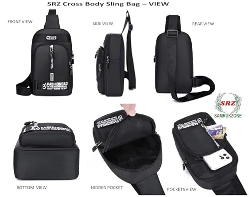 Image of SRZ Crossbody Sling Bag | Water Resistant | Glossy Vibrant Colours | Chest Bag Waist Bag | 4 Pockets | Adjustable Shoulder Strap