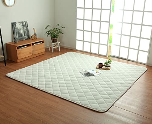 キルトラグ こたつ敷き布団 長方形 フラン キルト ラグ アイボリー 約190×240cm 3畳 ホットカーペット カバー 床暖房対応 滑り止め 無地 北欧 おしゃれ #9808502